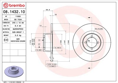 BREMBO 08.1432.10 EAN: 8020584143216.
