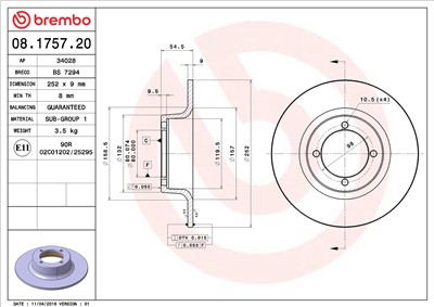 BREMBO 08.1757.20 EAN: 8020584175729.