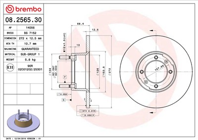BREMBO 08.2565.30 EAN: 8020584256534.