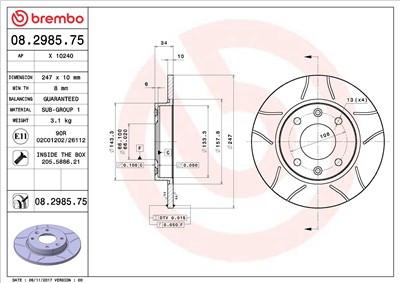 BREMBO 08.2985.75 EAN: 8020584011195.