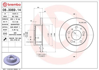 BREMBO 08.3069.14 EAN: 8020584012277.