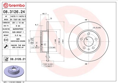 BREMBO 08.3126.21 EAN: 8020584014042.