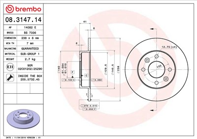 BREMBO 08.3147.14 EAN: 8020584013090.