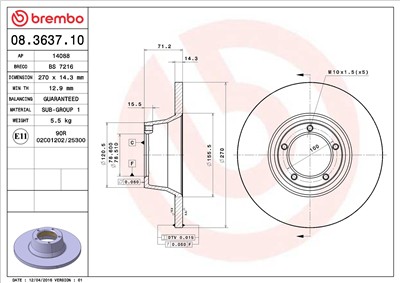 BREMBO 08.3637.10 EAN: 8020584363713.