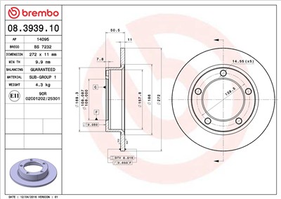 BREMBO 08.3939.10 EAN: 8020584393918.