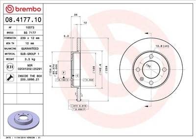 BREMBO 08.4177.10 EAN: 8020584417713.