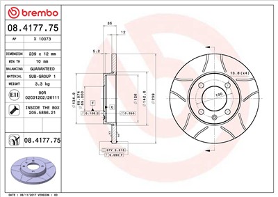 BREMBO 08.4177.75 EAN: 8020584011201.