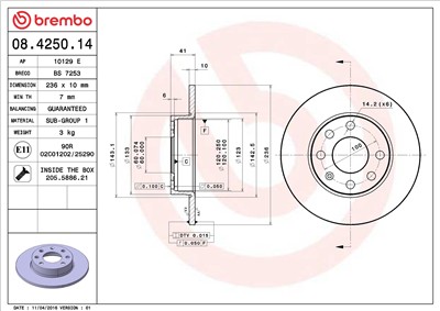 BREMBO 08.4250.14 EAN: 8020584013168.