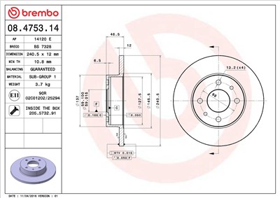 BREMBO 08.4753.14 EAN: 8020584012307.