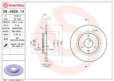 BREMBO 08.4929.14 EAN: 8020584012321.
