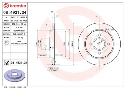 BREMBO 08.4931.24 EAN: 8020584013205.