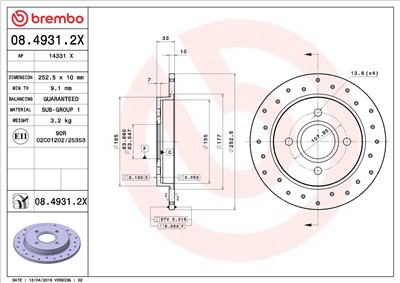 BREMBO 08.4931.2X EAN: 8020584215227.