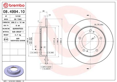 BREMBO 08.4994.10 EAN: 8020584499412.