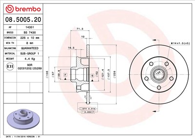BREMBO 08.5005.20 EAN: 8020584500521.