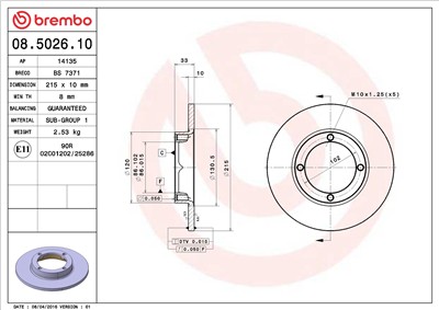 BREMBO 08.5026.10 EAN: 8020584502617.