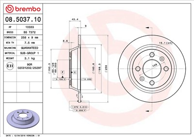 BREMBO 08.5037.10 EAN: 8020584503713.