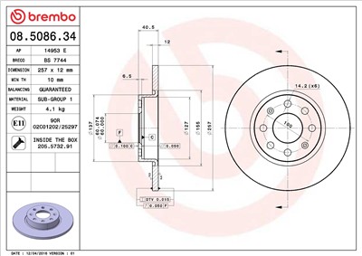 BREMBO 08.5086.34 EAN: 8020584508633.