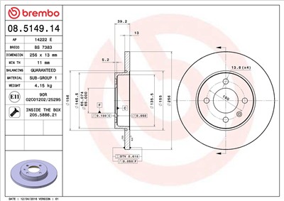 BREMBO 08.5149.14 EAN: 8020584013212.