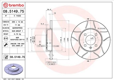 BREMBO 08.5149.75 EAN: 8020584012116.