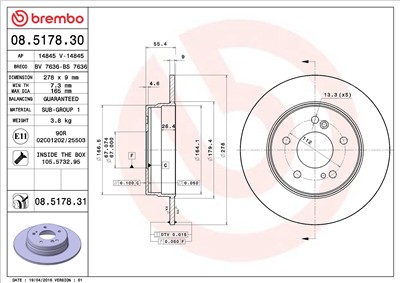 BREMBO 08.5178.31 EAN: 8020584014196.