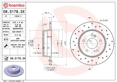 BREMBO 08.5178.3X EAN: 8020584215234.