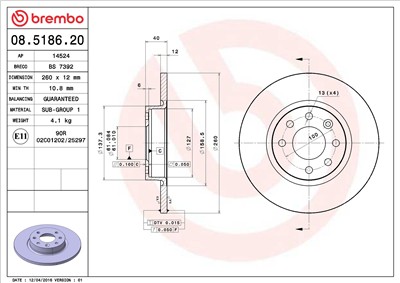 BREMBO 08.5186.20 EAN: 8020584518625.