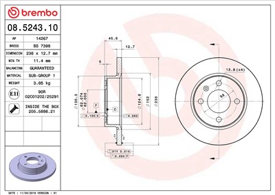 BREMBO 08.5243.10 EAN: 8020584524312.