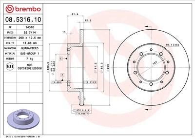 BREMBO 08.5316.10 EAN: 8020584531617.