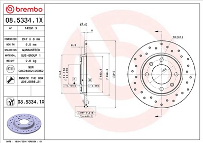 BREMBO 08.5334.1X EAN: 8020584215241.