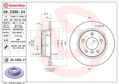 BREMBO 08.5366.21 EAN: 8020584025642.