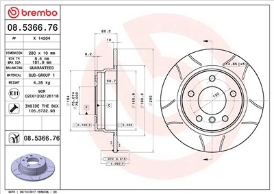 BREMBO 08.5366.76 EAN: 8020584015209.
