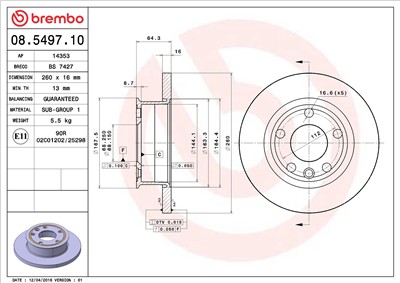 BREMBO 08.5497.10 EAN: 8020584549711.
