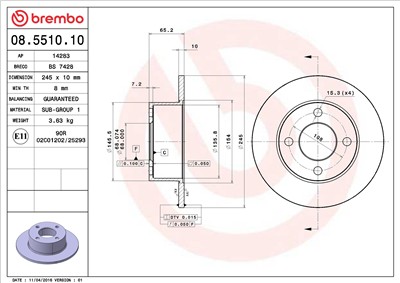 BREMBO 08.5510.10 EAN: 8020584551011.