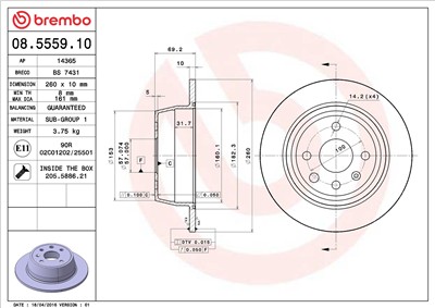 BREMBO 08.5559.10 EAN: 8020584555910.