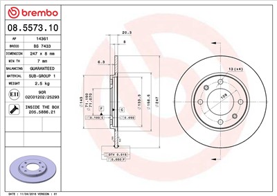 BREMBO 08.5573.10 EAN: 8020584557310.