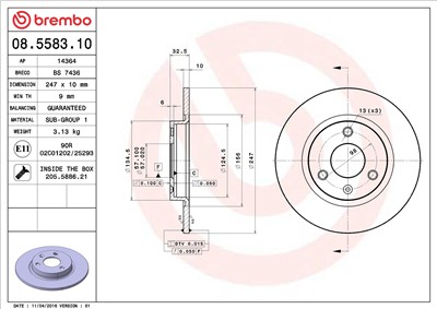 BREMBO 08.5583.10 EAN: 8020584558317.