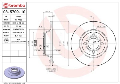 BREMBO 08.5709.10 EAN: 8020584570913.