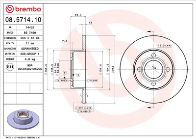 BREMBO 08.5714.10 EAN: 8020584571415.