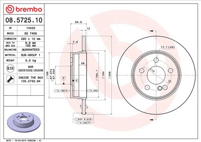 BREMBO 08.5725.10 EAN: 8020584572511.