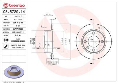 BREMBO 08.5729.14 EAN: 8020584012390.