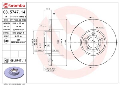 BREMBO 08.5747.11 EAN: 8020584034859.