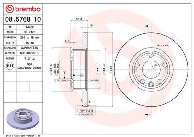 BREMBO 08.5768.10 EAN: 8020584576816.