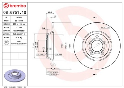 BREMBO 08.6751.10 EAN: 8020584675113.