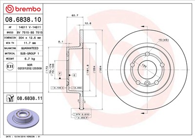 BREMBO 08.6838.11 EAN: 8020584030172.