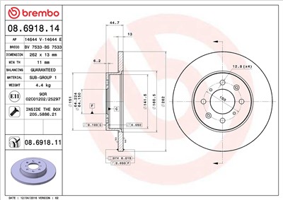 BREMBO 08.6918.11 EAN: 8020584214220.