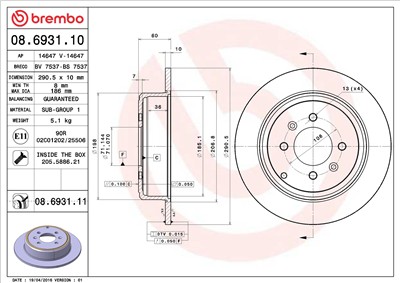 BREMBO 08.6931.11 EAN: 8020584028230.