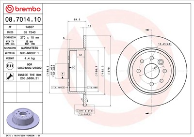 BREMBO 08.7014.10 EAN: 8020584701416.