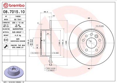 BREMBO 08.7015.10 EAN: 8020584701515.