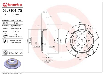 BREMBO 08.7104.75 EAN: 8020584710470.