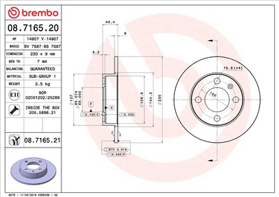 BREMBO 08.7165.20 EAN: 8020584716526.